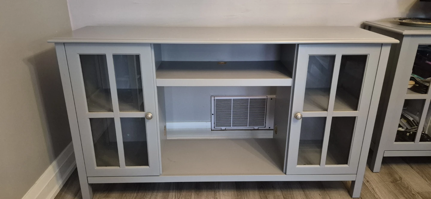 2 Grey TV Stands with Glass Doors