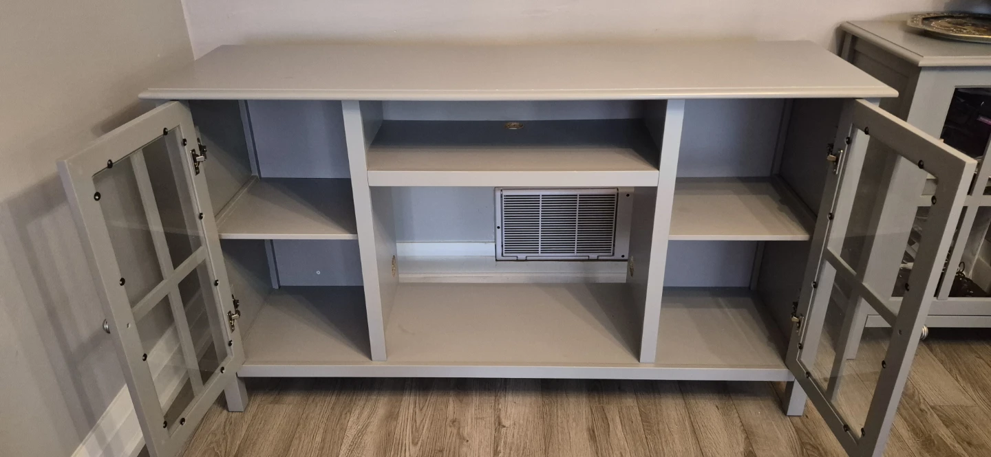 2 Grey TV Stands with Glass Doors - photo 2