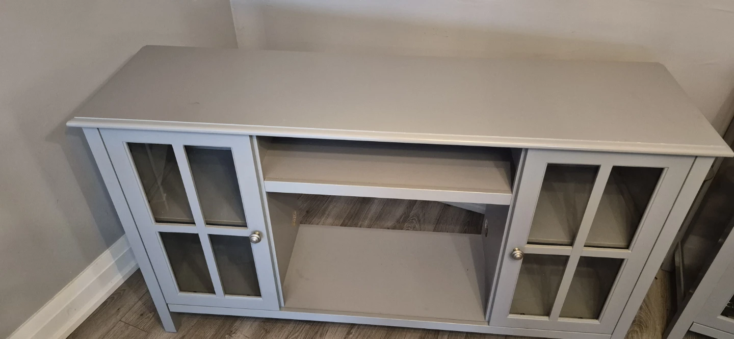 2 Grey TV Stands with Glass Doors - photo 3