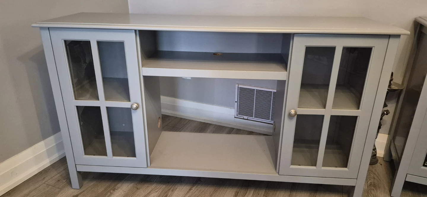2 Grey TV Stands with Glass Doors - photo 4