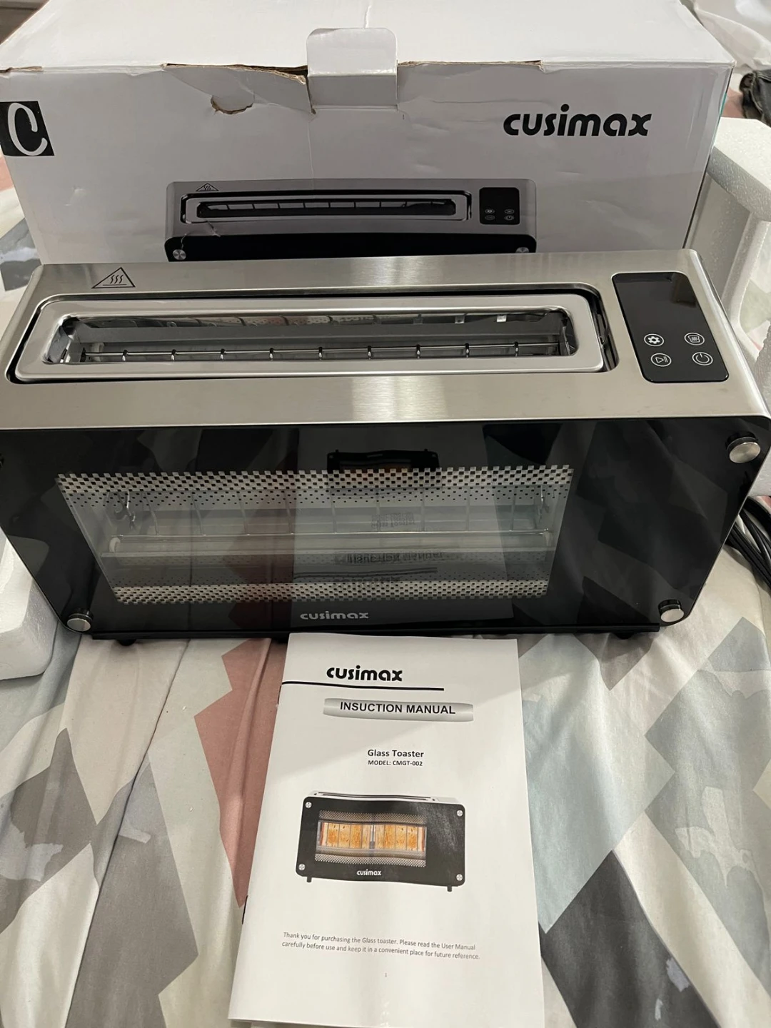 Cuisimax Glass Toaster - 2 Slice Long Slot