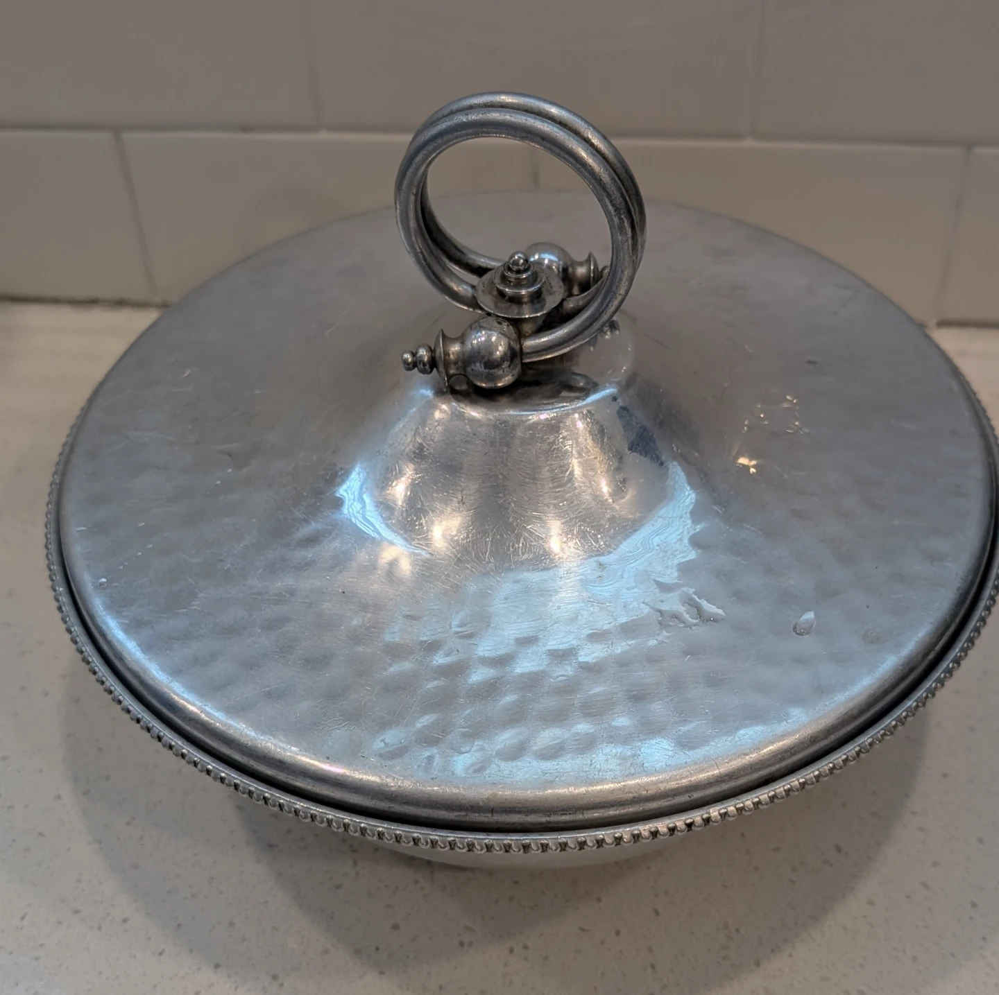 Vintage Aluminum Covered Casserole Carrier