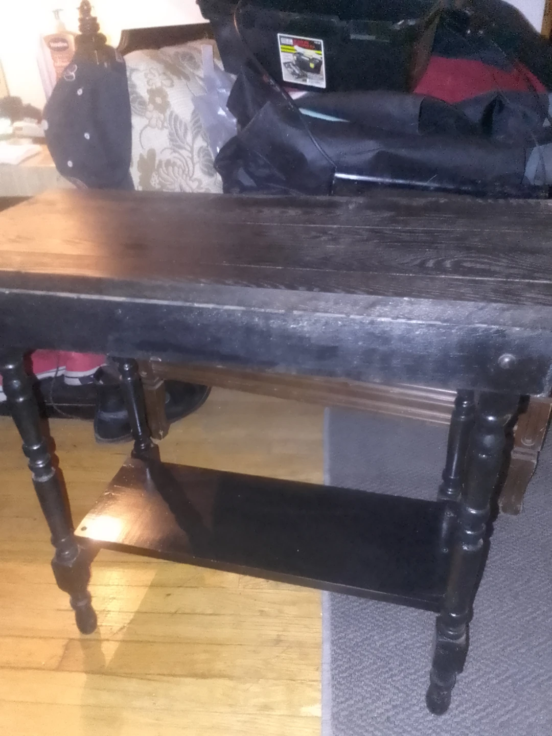 Wood dark brown-Tiered Side Table