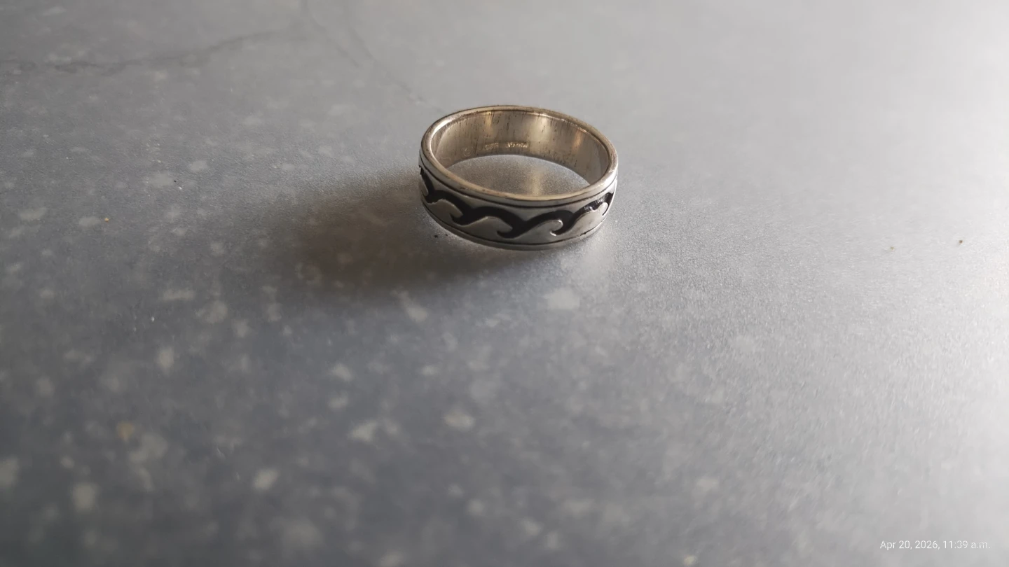 Silver Band Ring with Wave Design