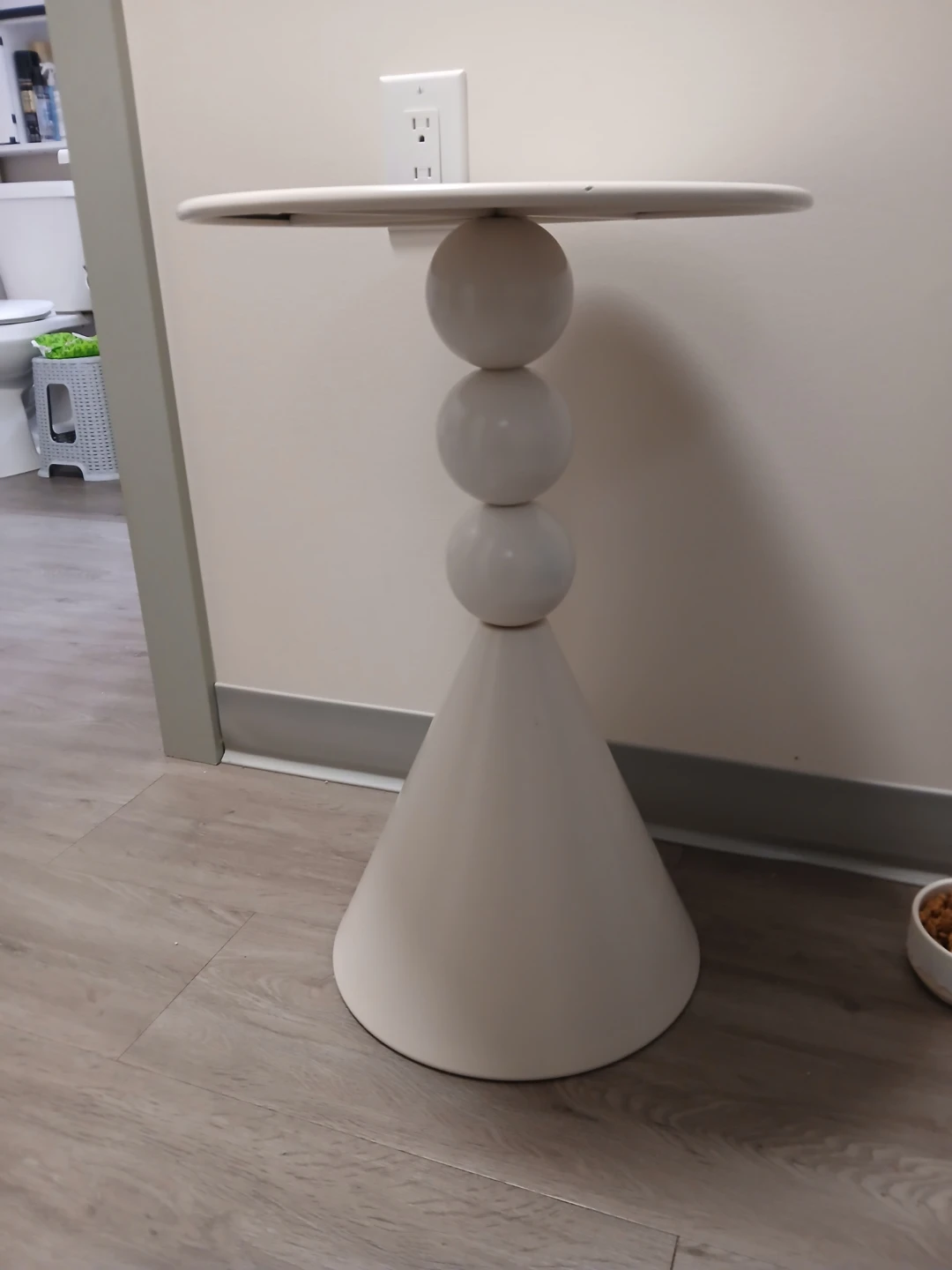 White Pedestal Accent Table - photo 4