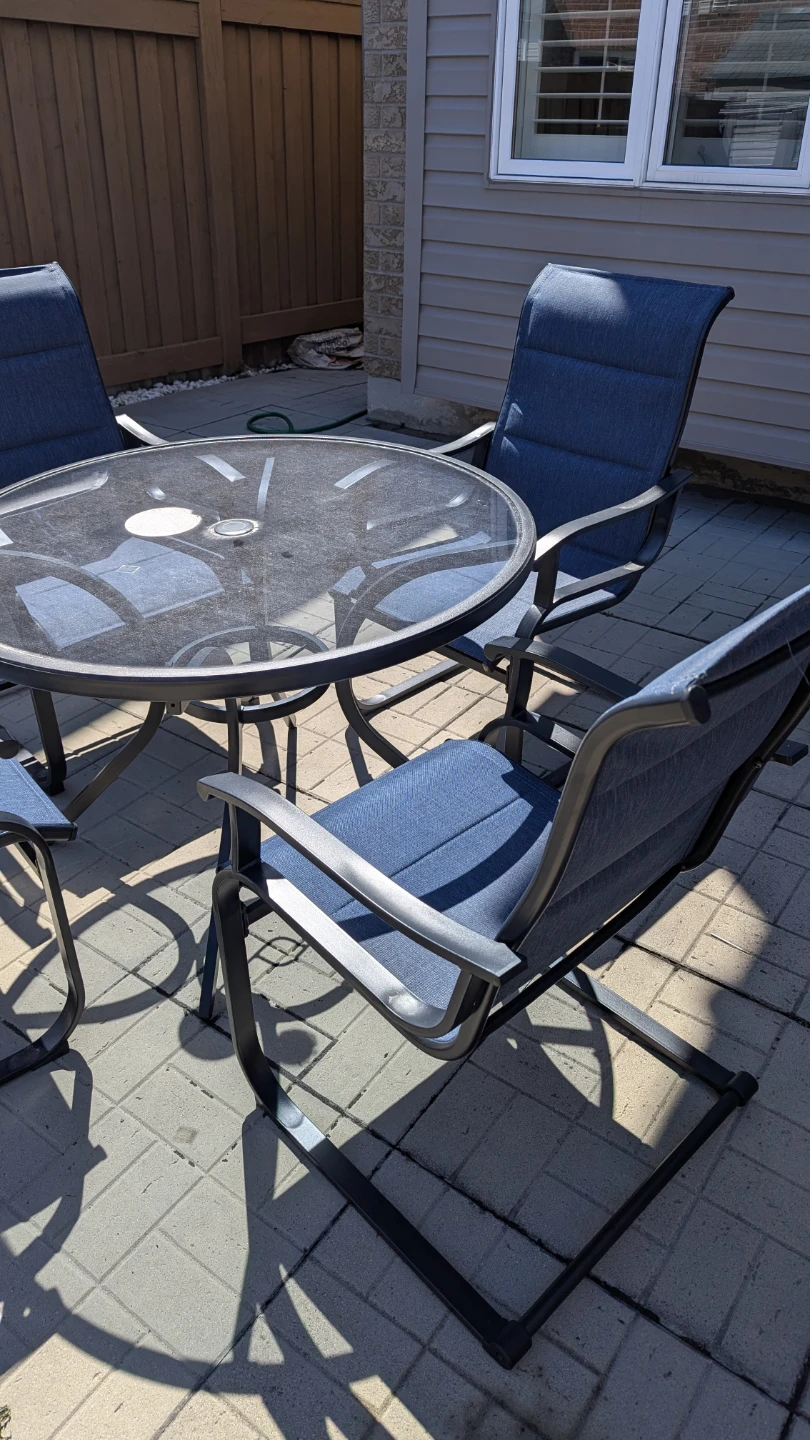 Steel Outdoor Patio Dining Set with Glass Top Table