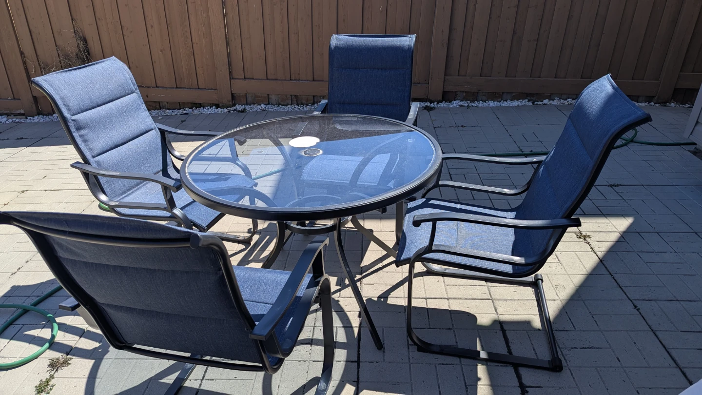 Steel Outdoor Patio Dining Set with Glass Top Table - photo 3