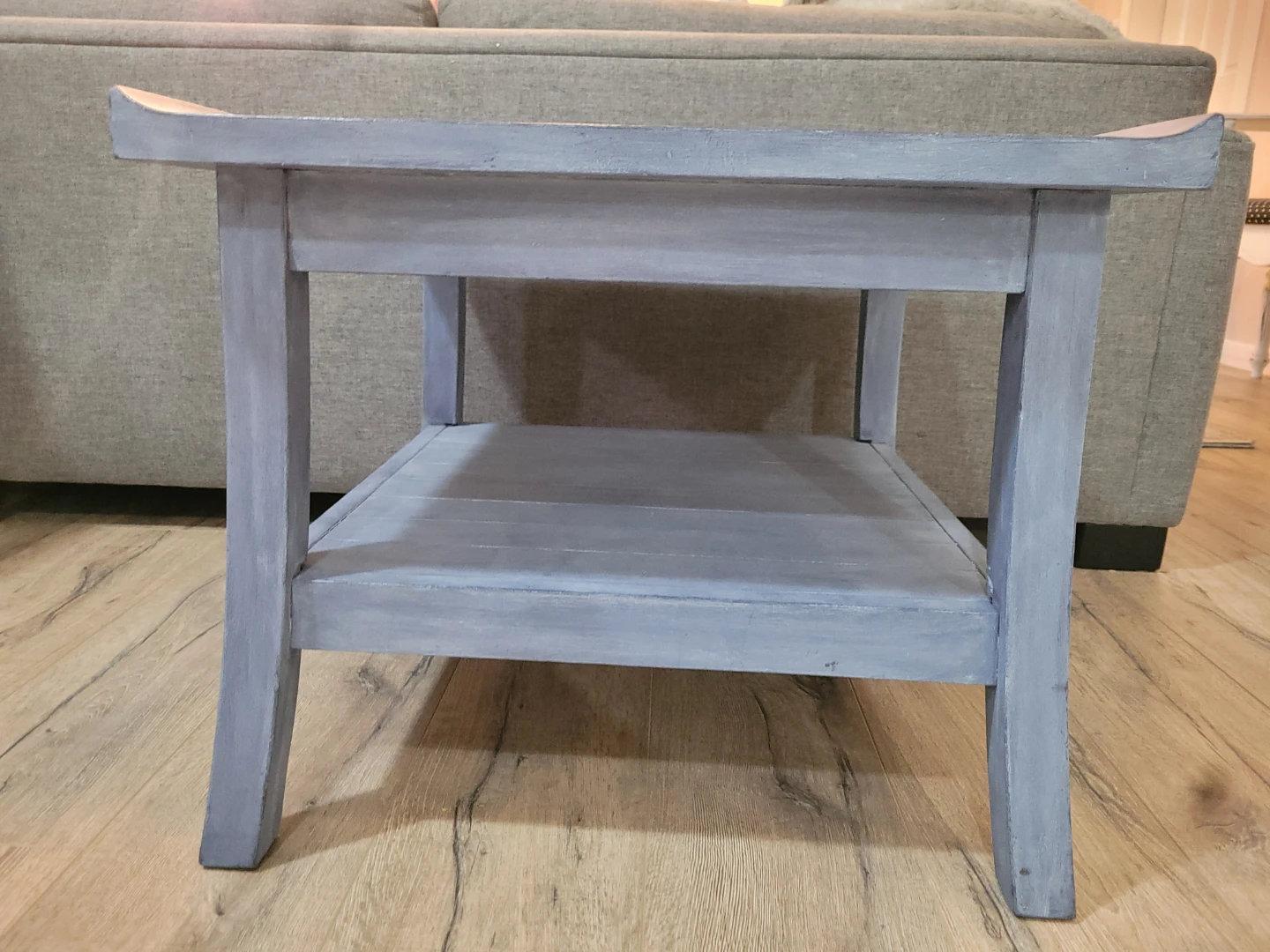 Grey / Blue End Table with Shelf - photo 2