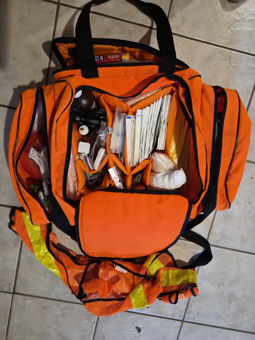 Orange First Aid Kit Bag with Reflective Vest