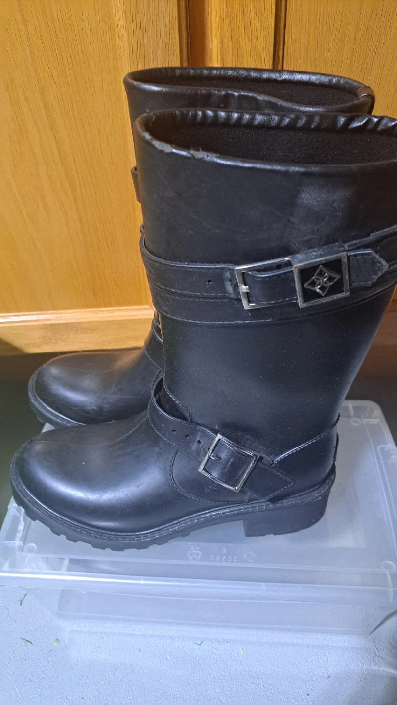 Black Rubber Moto-Style Boots - photo 2
