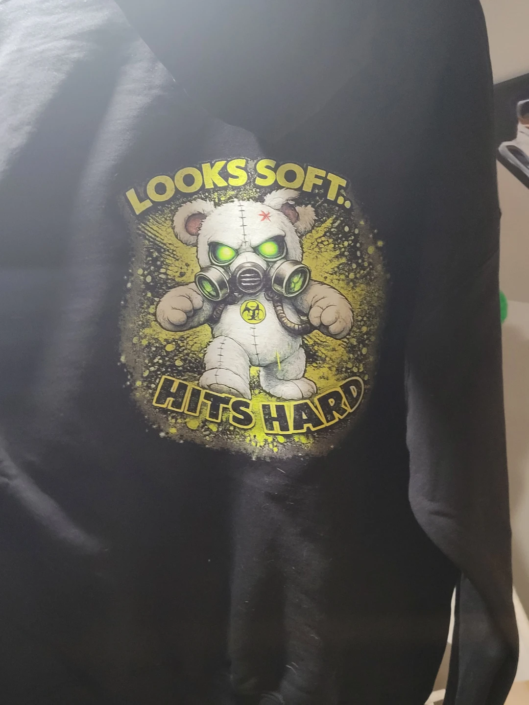 Black Hoodie "Looks Soft.. Hits Hard" Graphic - photo 2
