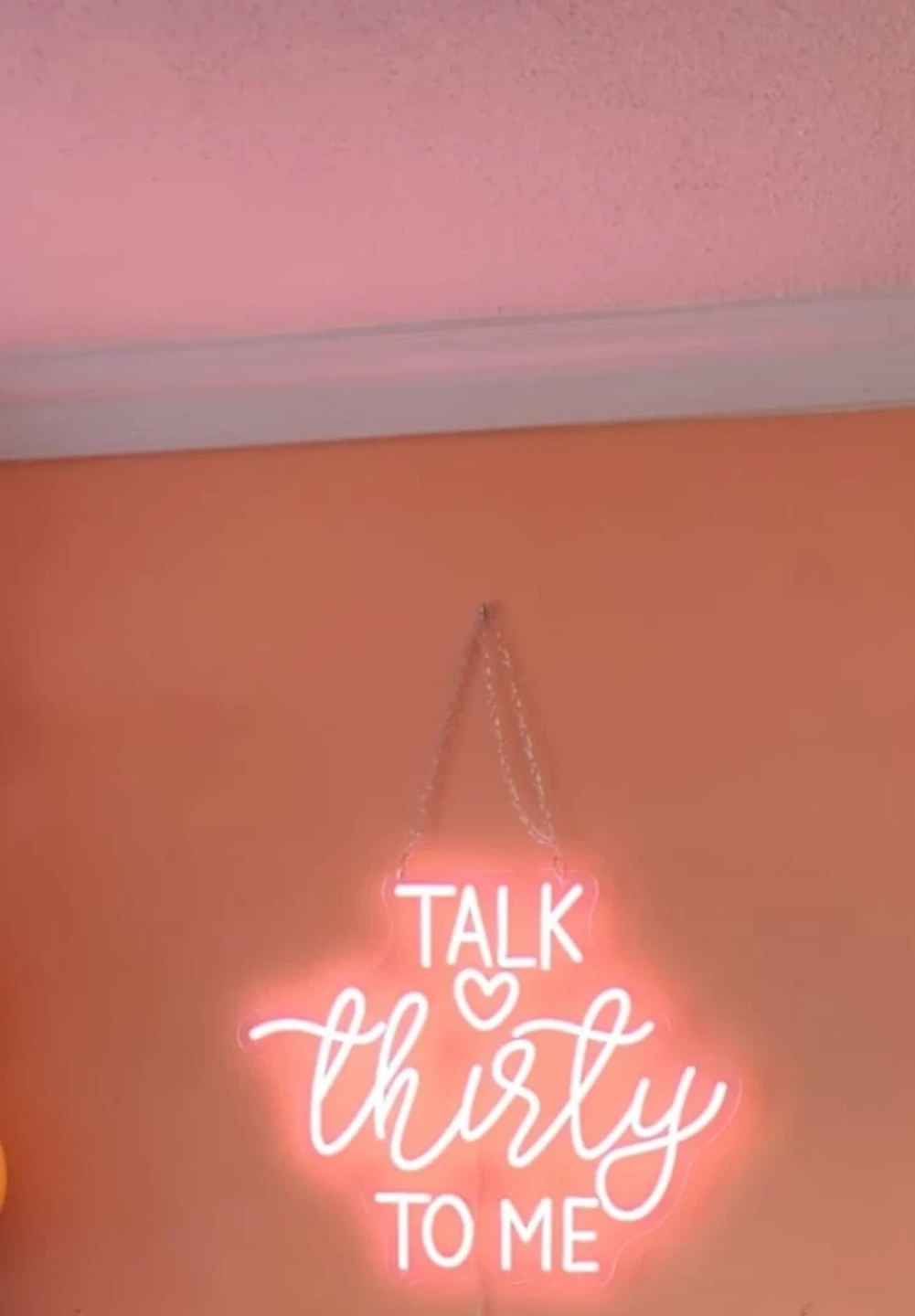 Pink Neon Sign "Talk Thirty To Me"