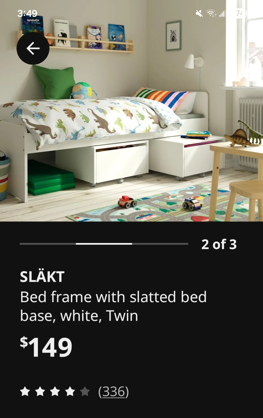 IKEA SLÄKT Bed Frame with Slatted Base, White, Twin - photo 2
