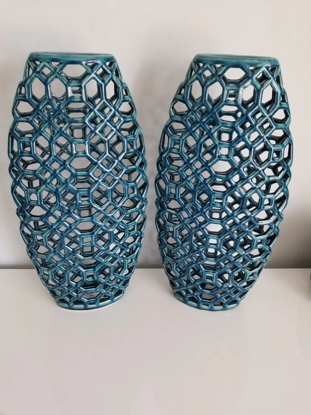 Teal Ceramic Vases Set of 2