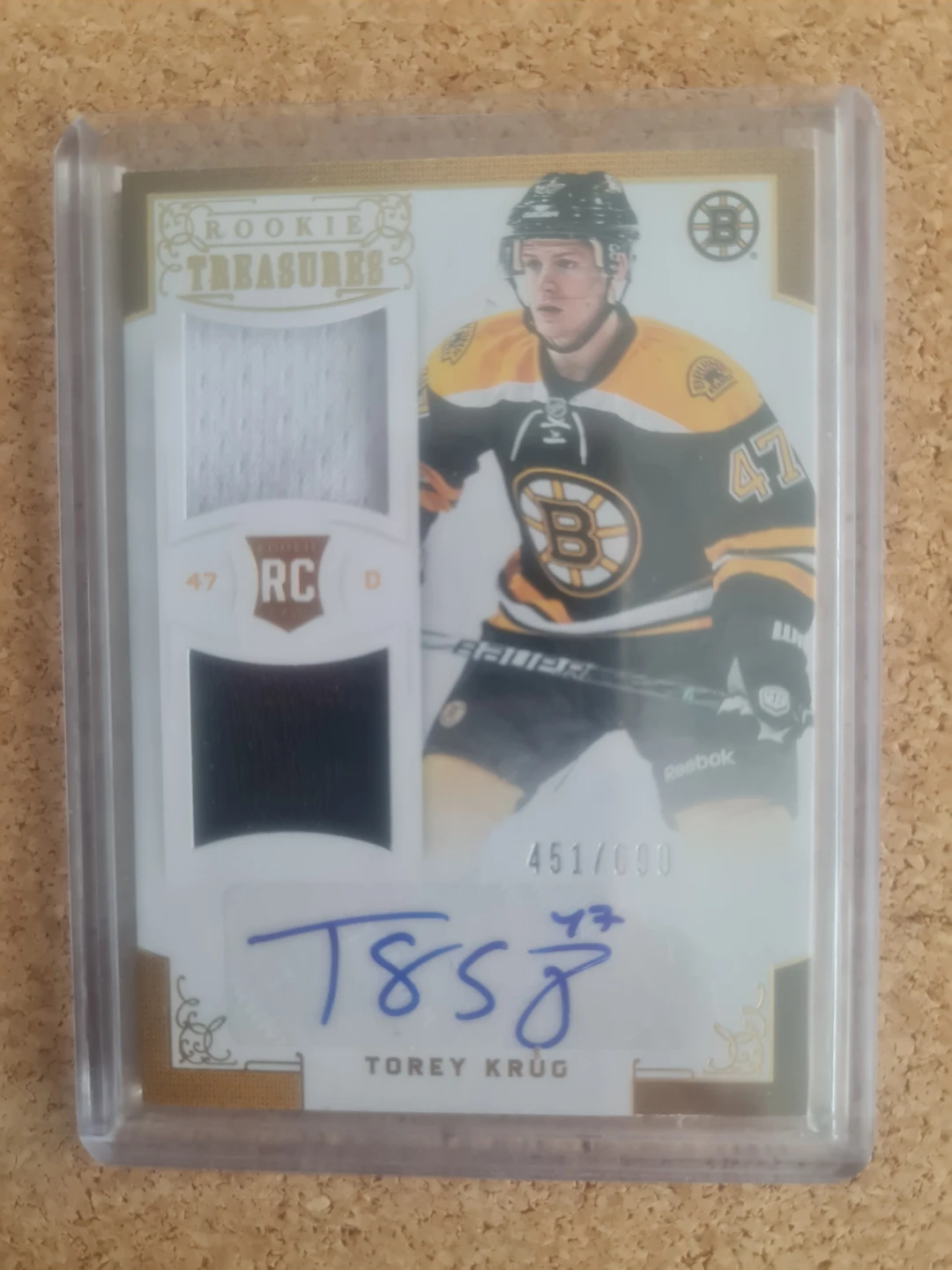 Torey Krug Rookie Treasures Autographed Jersey Card
