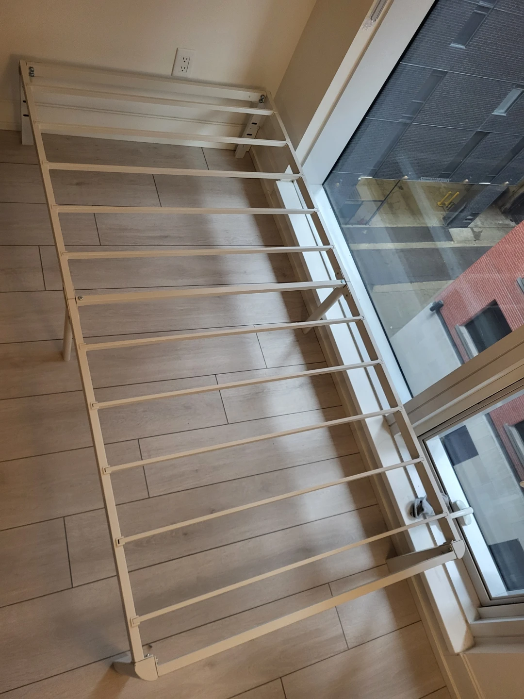Twin-sized White Metal Bed Frame - pickup today only