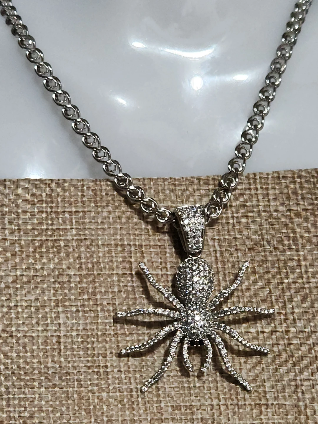 Pave Crystal Spider Pendant Necklace