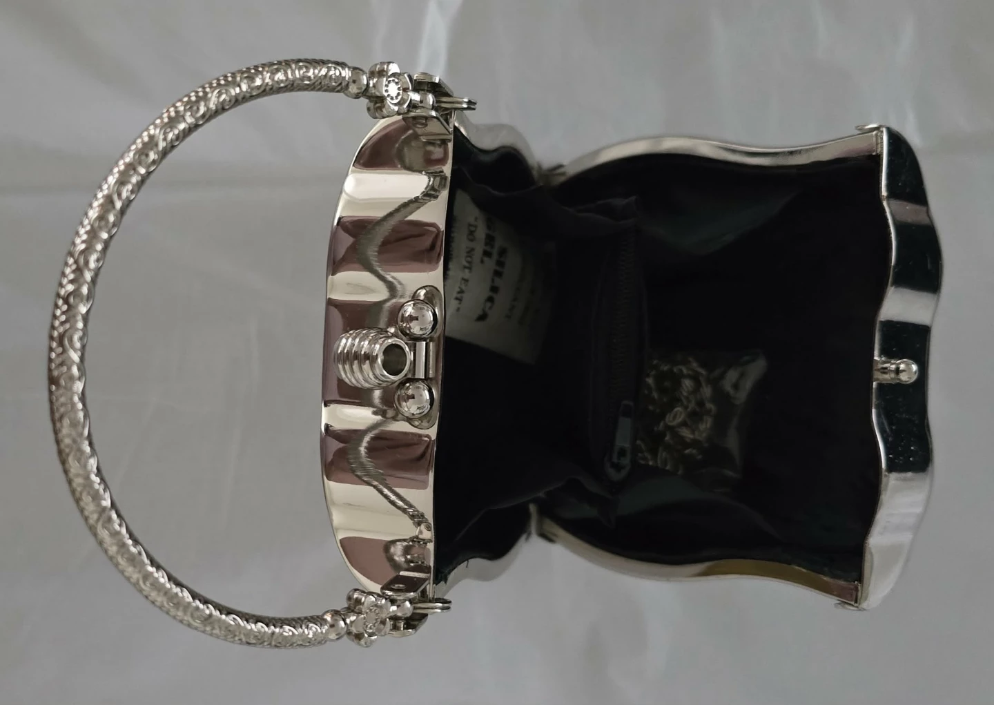 Cream and Silver Clutch Purse with Rhinestone Accents - photo 2