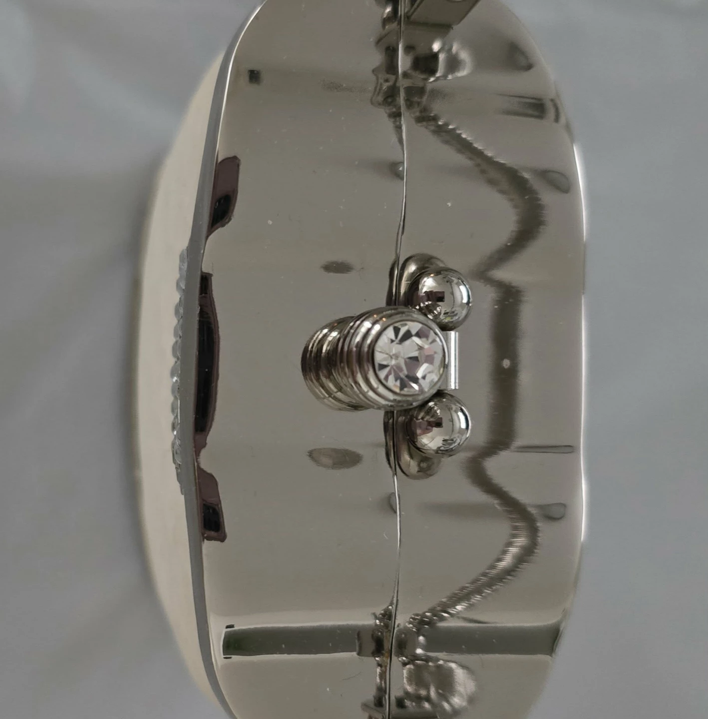 Cream and Silver Clutch Purse with Rhinestone Accents - photo 4