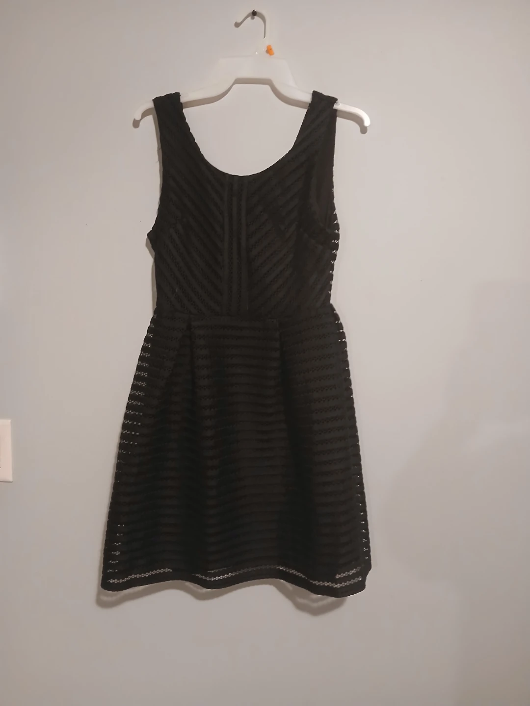 Black Textured Fit and Flare Dress