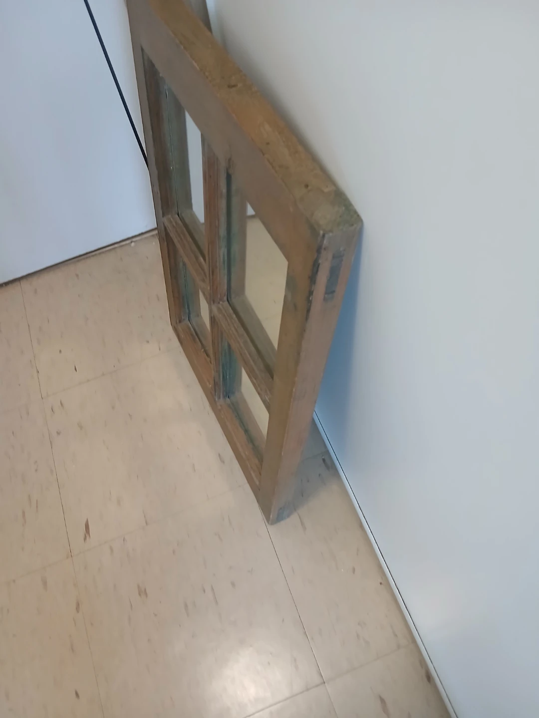 Vintage Wooden Window Pane Mirror - photo 2