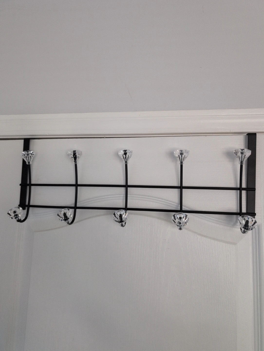 Over-the-Door Hook Rack with Crystal Knobs