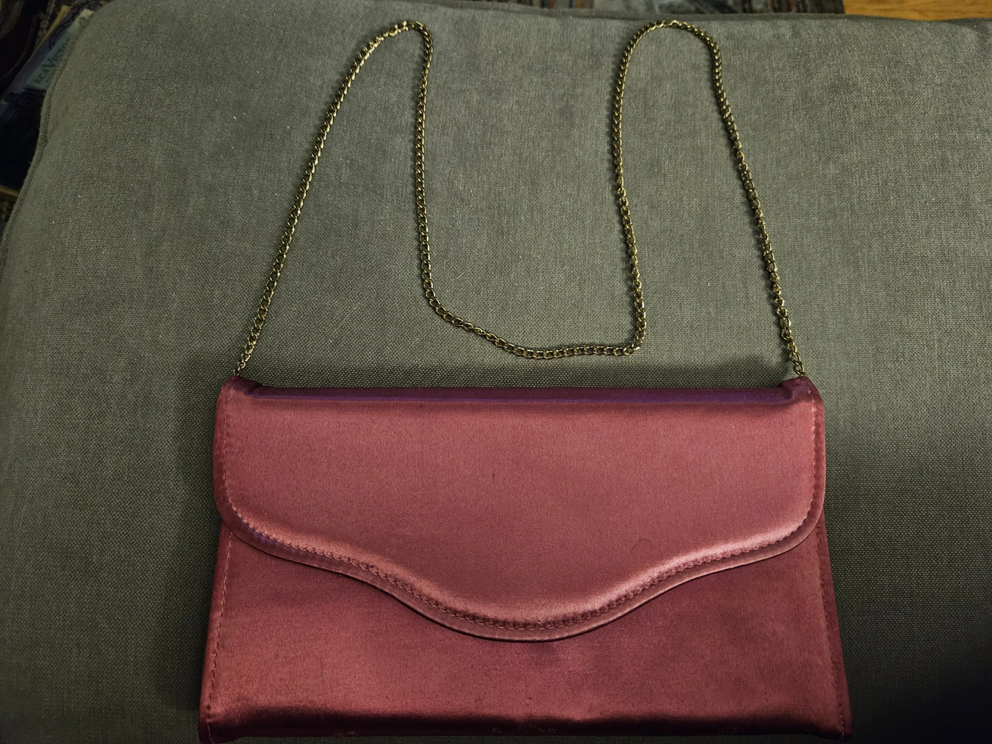 Satin Clutch Purse with Chain Strap
