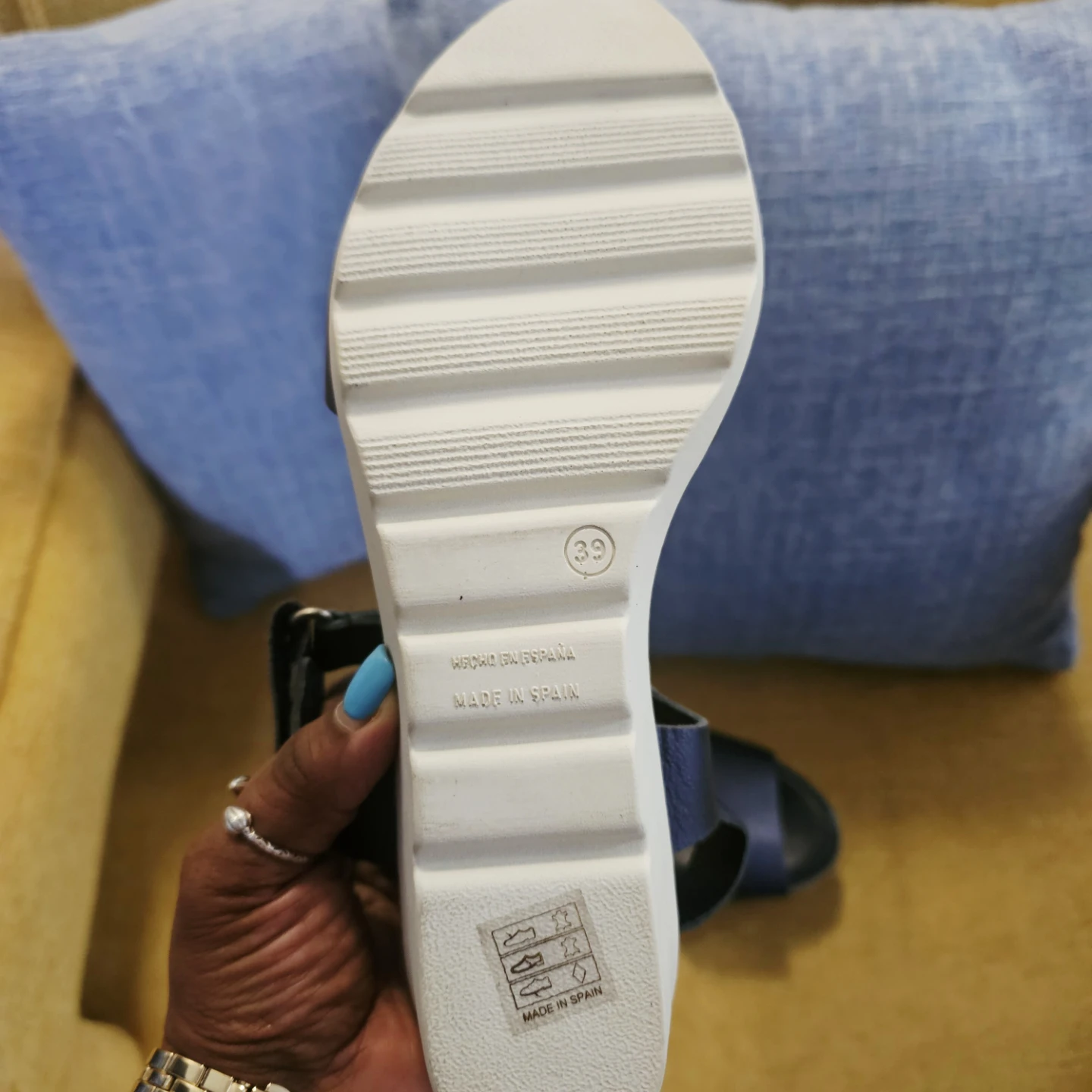 Carla Moss Blue Wedge Sandals Size 39 - photo 3