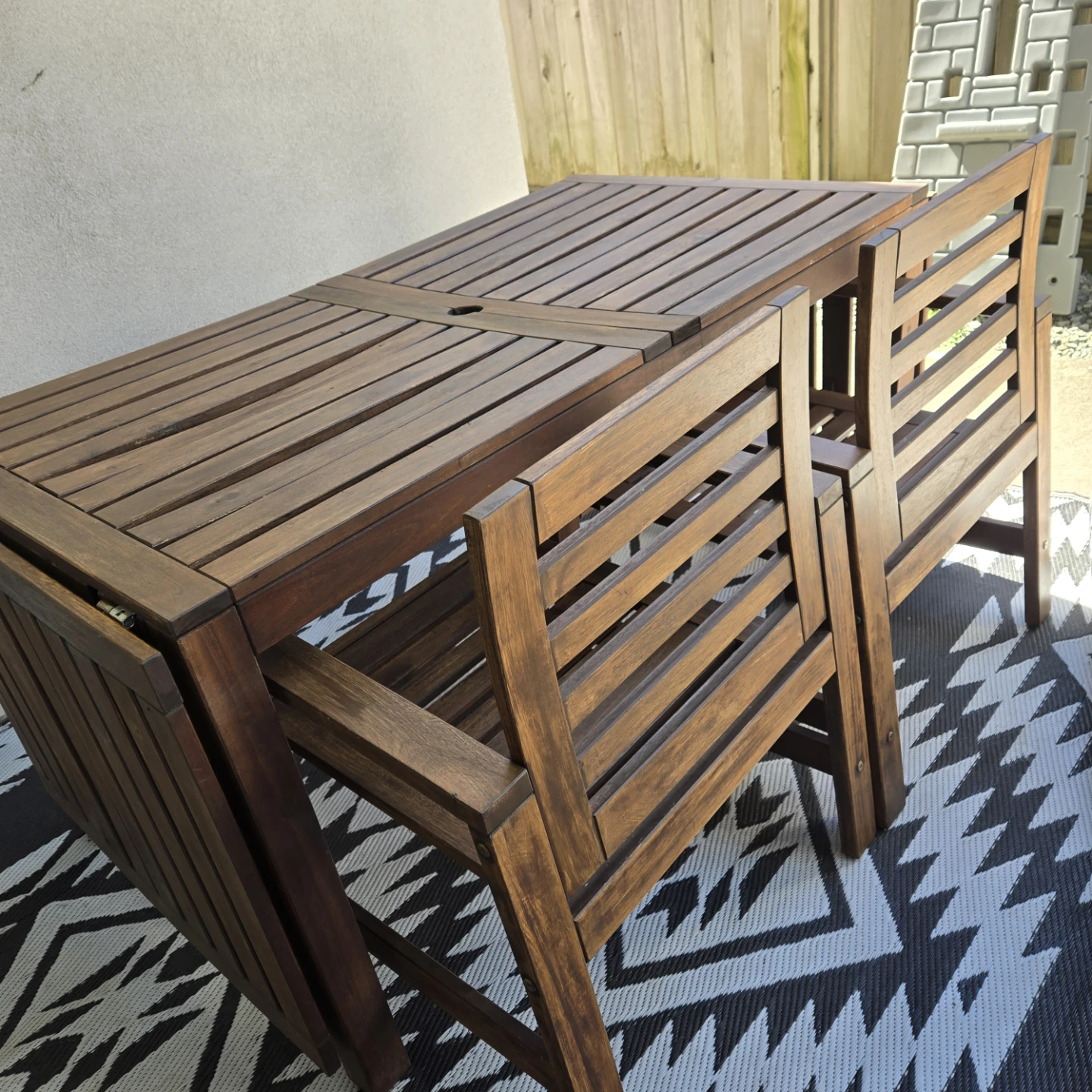 Newly sanded stained Set of 3 solid wood outdoor patio set