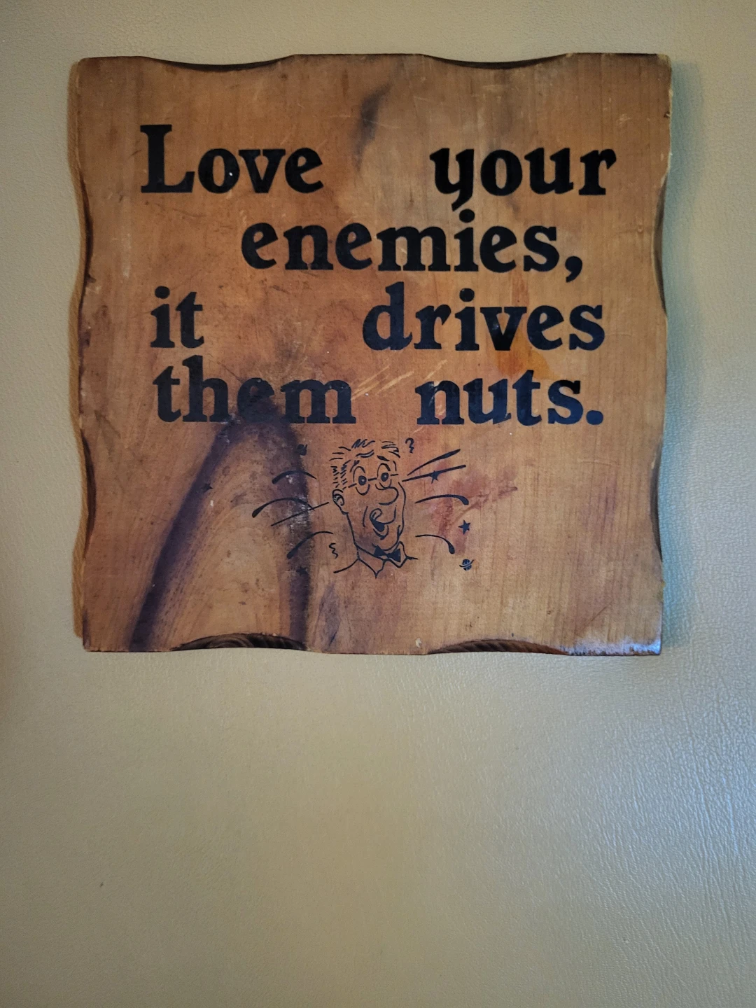 Vintage Wood "Love Your Enemies" Wall Plaque