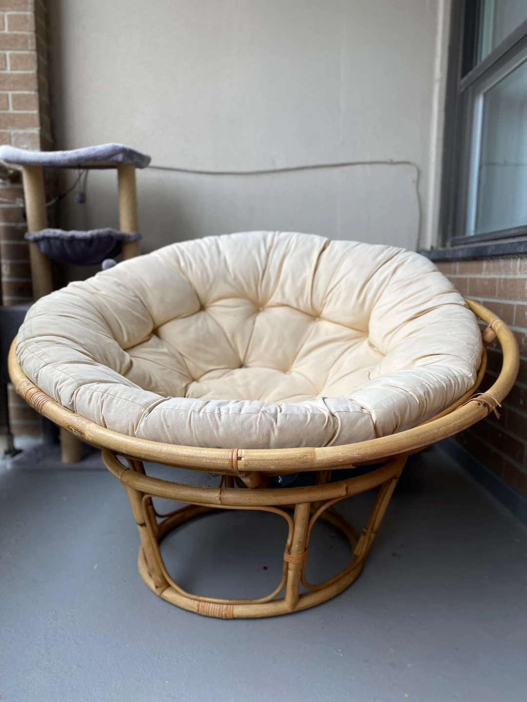 Rattan Papasan Chair with Cream Cushion