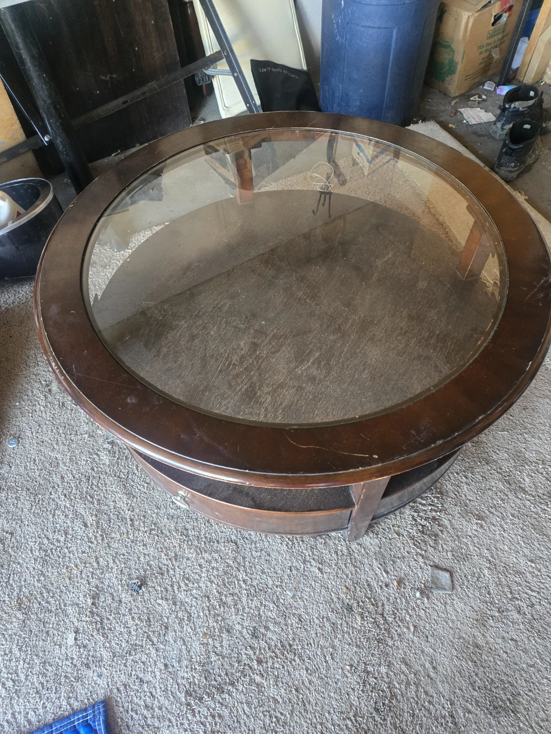 Round Coffee Table with Glass Top