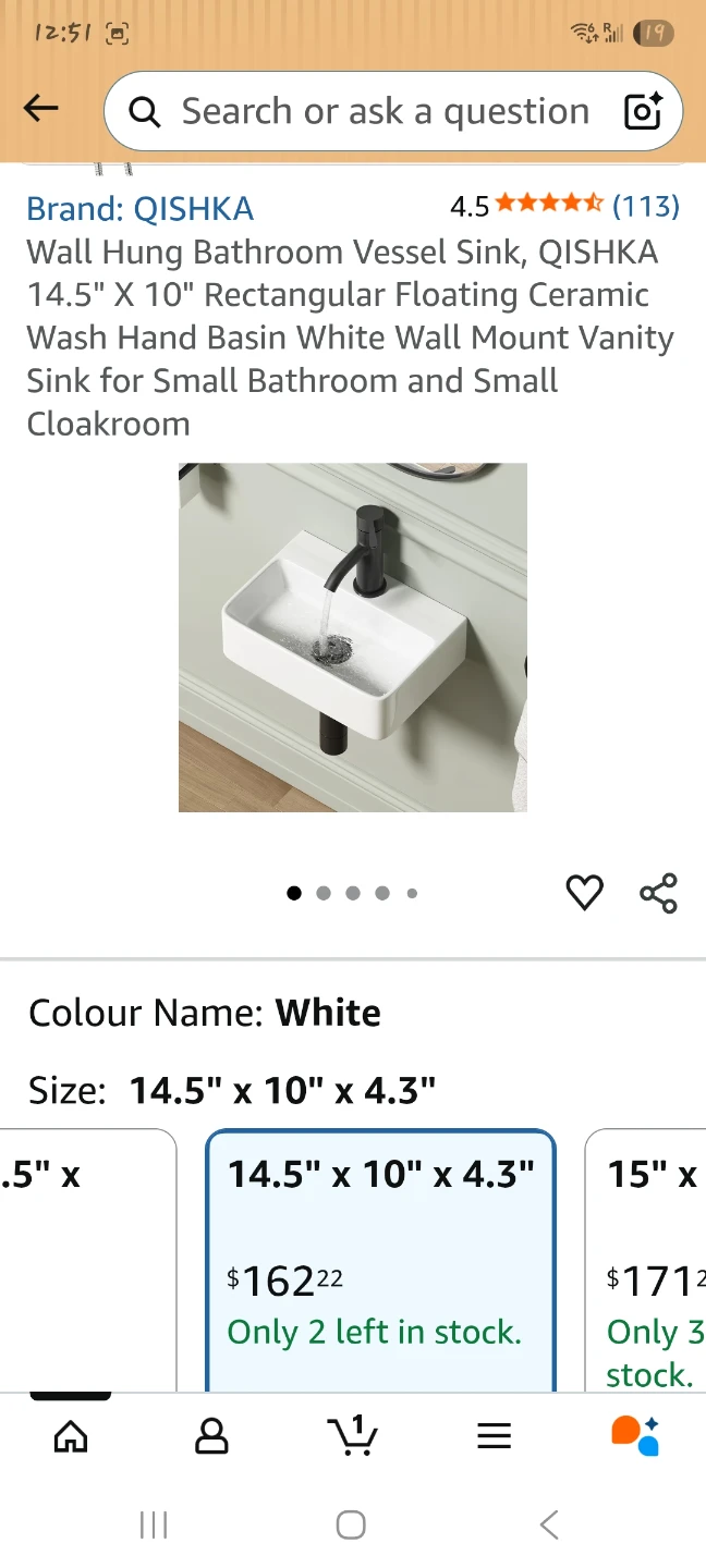 Wall Hung Bathroom Vessel Sink - White 14.5" x 10"