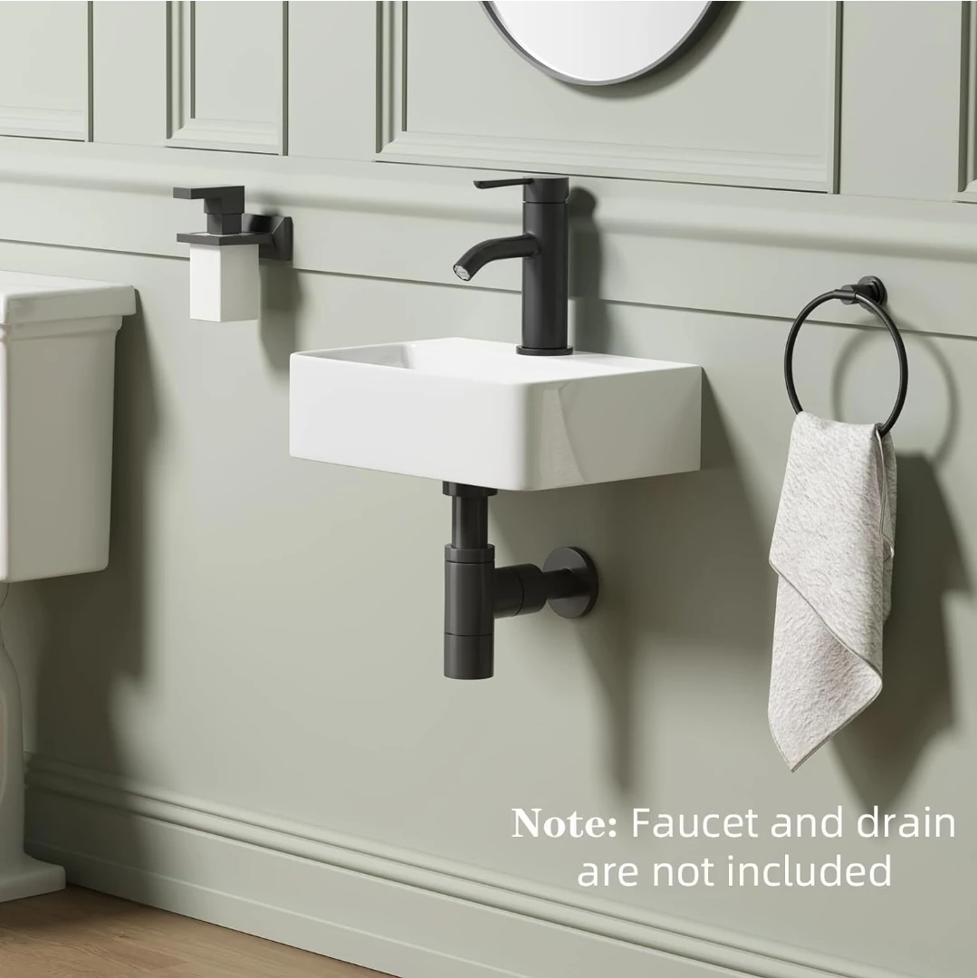 Wall Hung Bathroom Vessel Sink - White 14.5" x 10" - photo 2