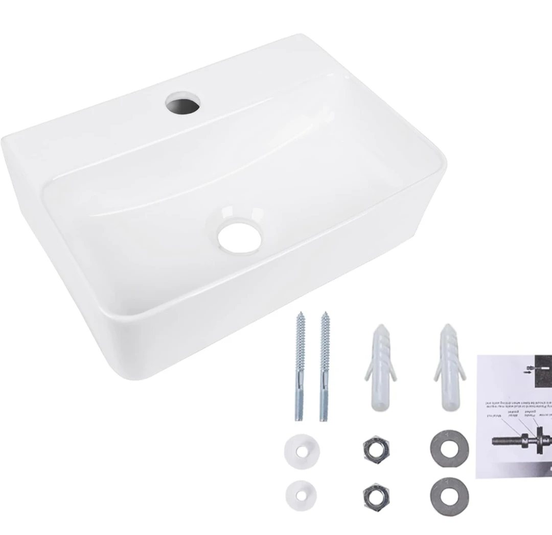 Wall Hung Bathroom Vessel Sink - White 14.5" x 10" - photo 4