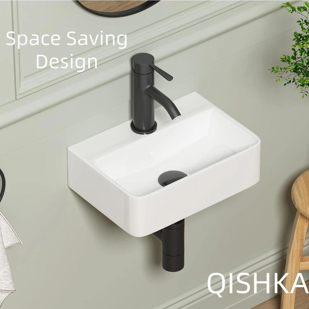 Wall Hung Bathroom Vessel Sink - White 14.5" x 10" - photo 5