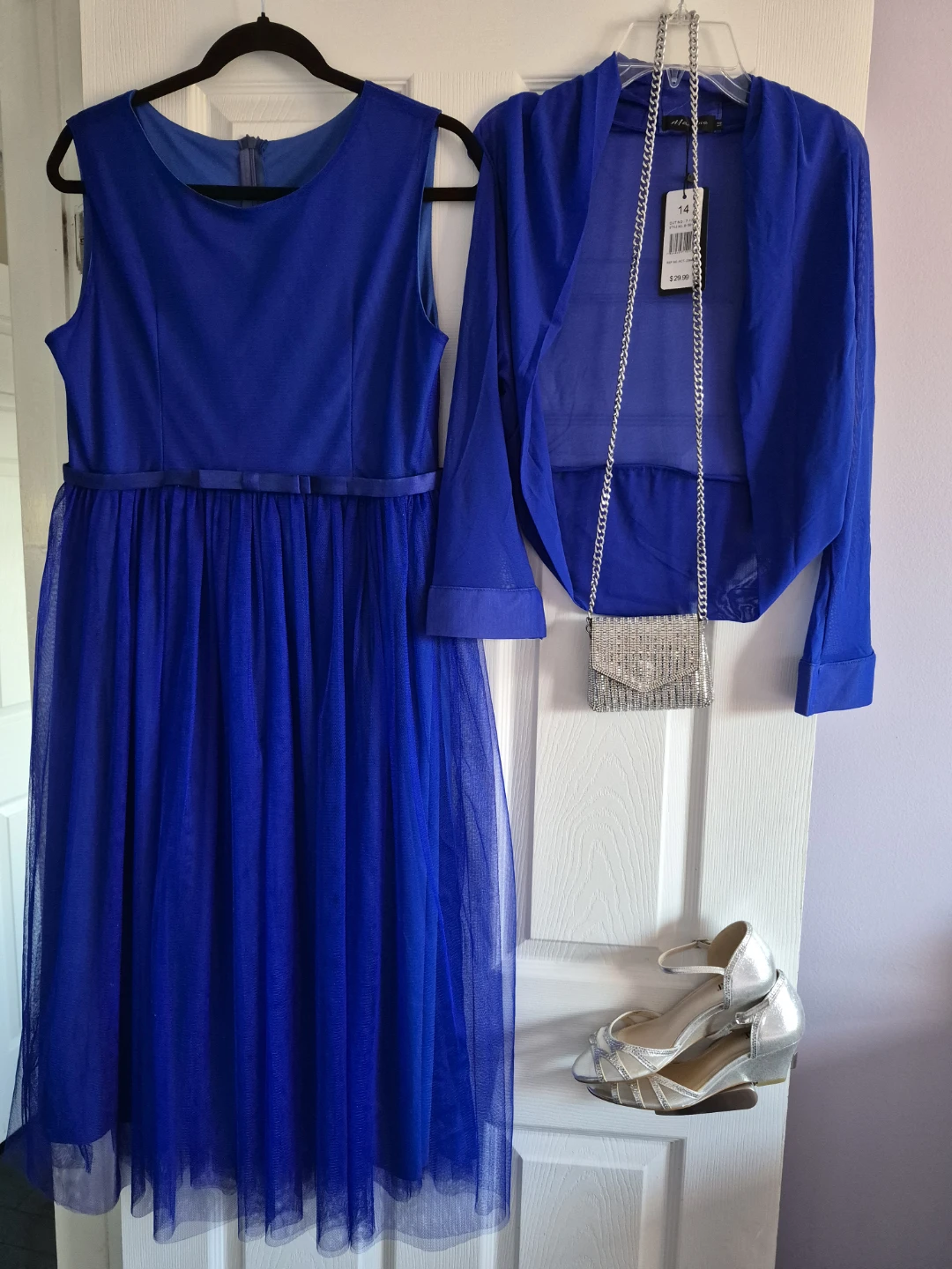 Royal Blue Tulle Dress for girls graduation with Bolero