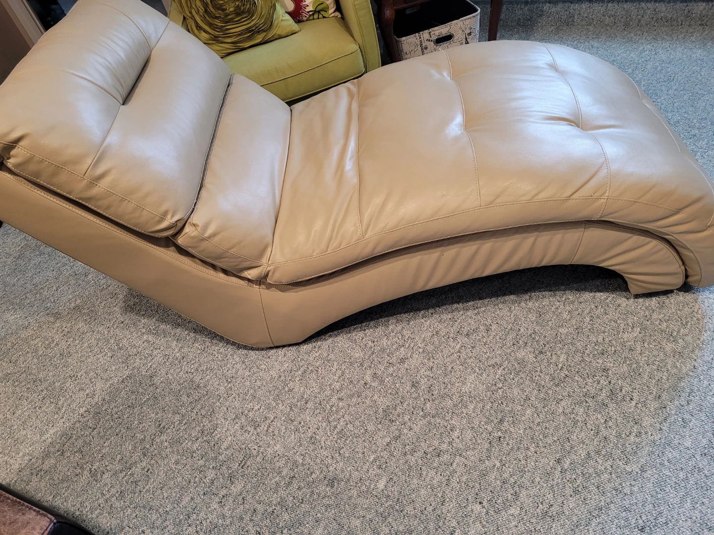 Beige Faux Leather Chaise Lounge Chair - photo 2