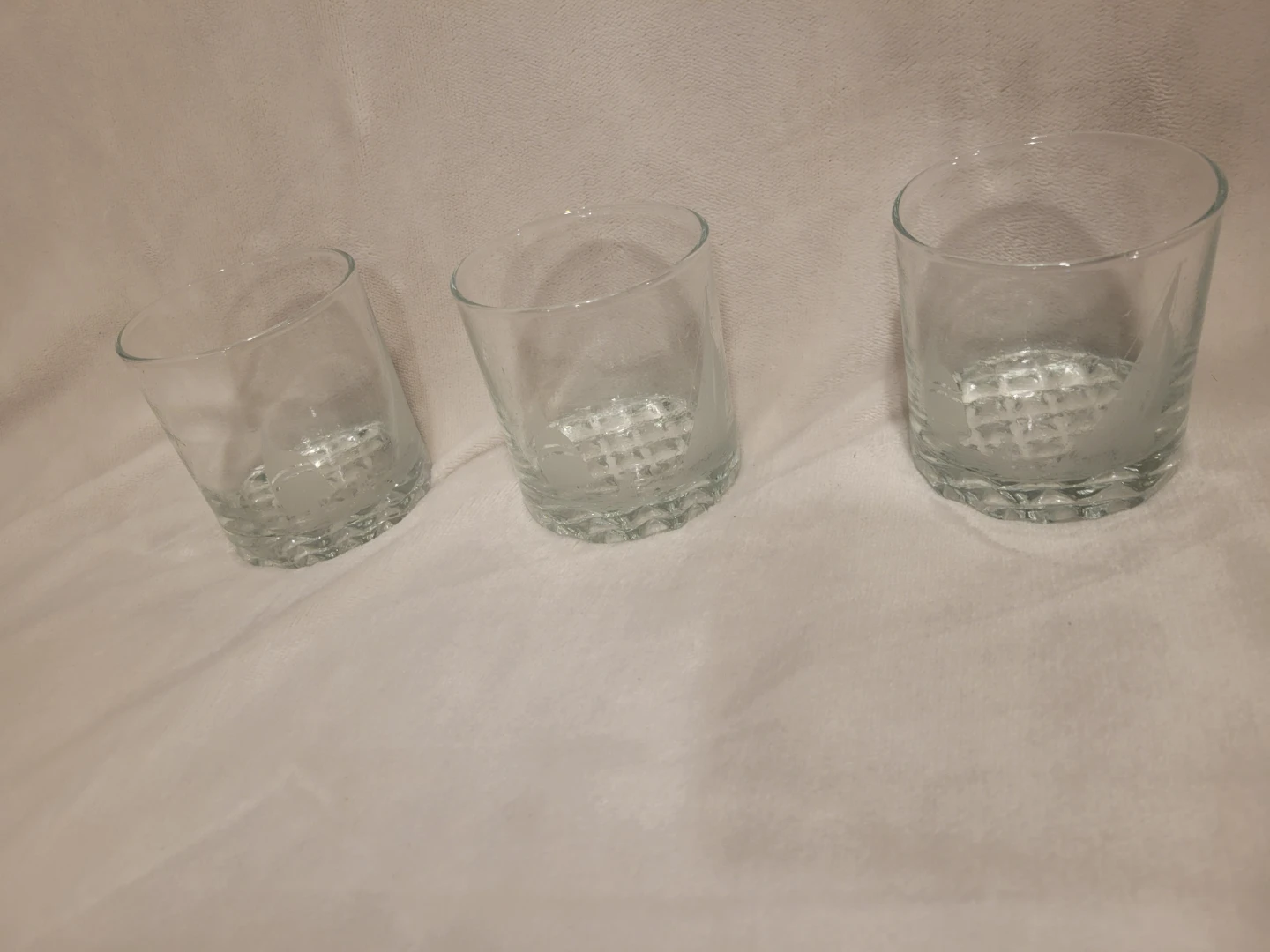 Set of 3 Etched Sailboat Rocks Glasses