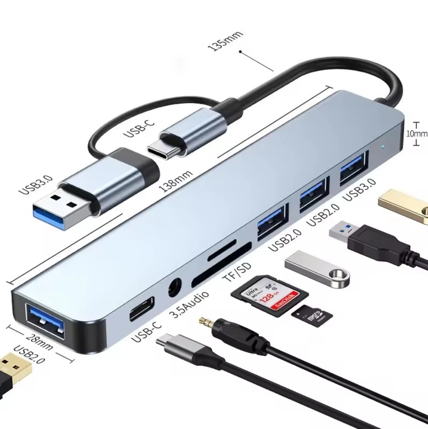 USB-C Adapter 8 in 1 Hub