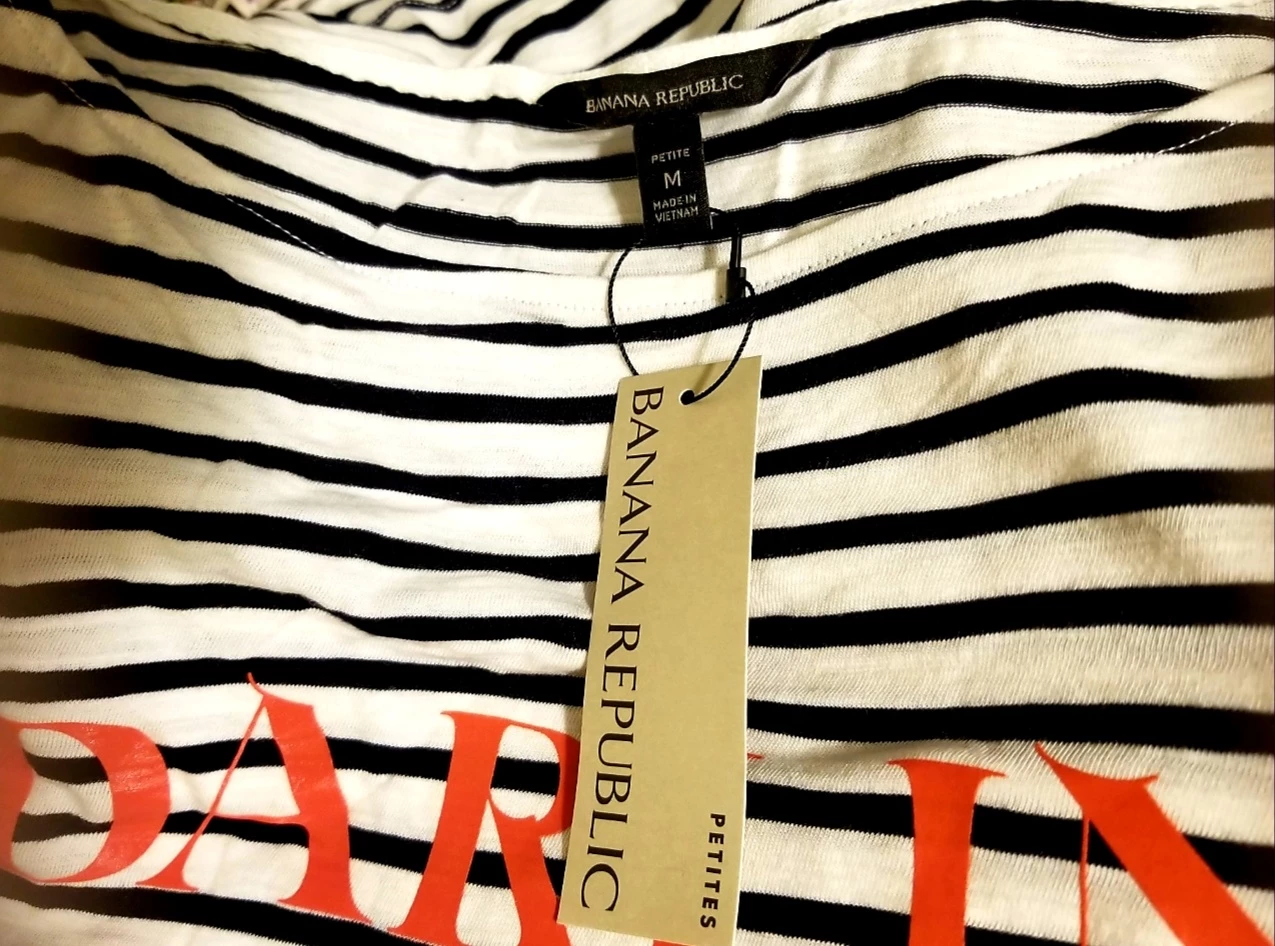 NWT Banana Republic Petite M Striped "Darlin" Long Sleeve Top