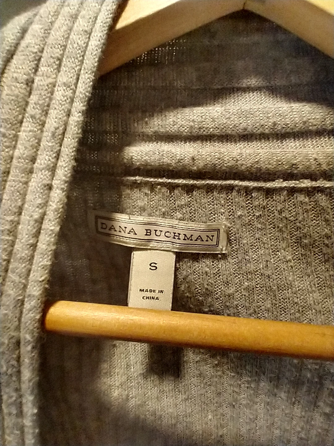 Dana Buchman Gray Ribbed Open Front Cardigan Size S