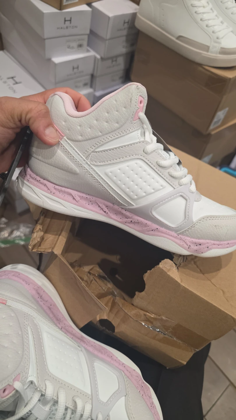 Halston Women's White and Pink Fashion Sneakers