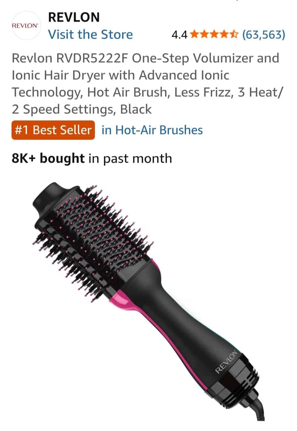 Revlon-One-Step Volumizer Hair Dryer, Black
