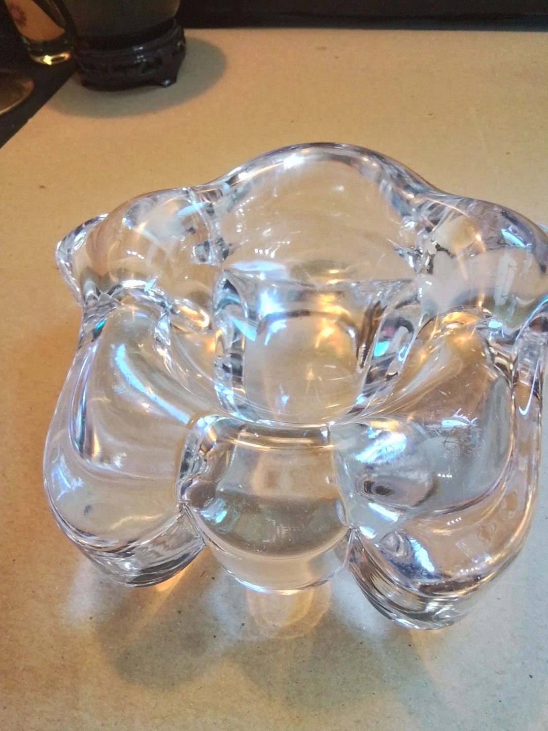 MCM Orrefors Fleur De Lis Signed Heavy Crystal Bowl / Ashtray - photo 2