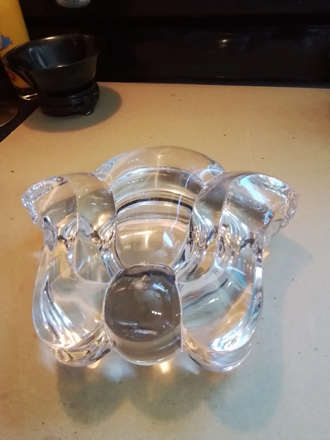 MCM Orrefors Fleur De Lis Signed Heavy Crystal Bowl / Ashtray - photo 4