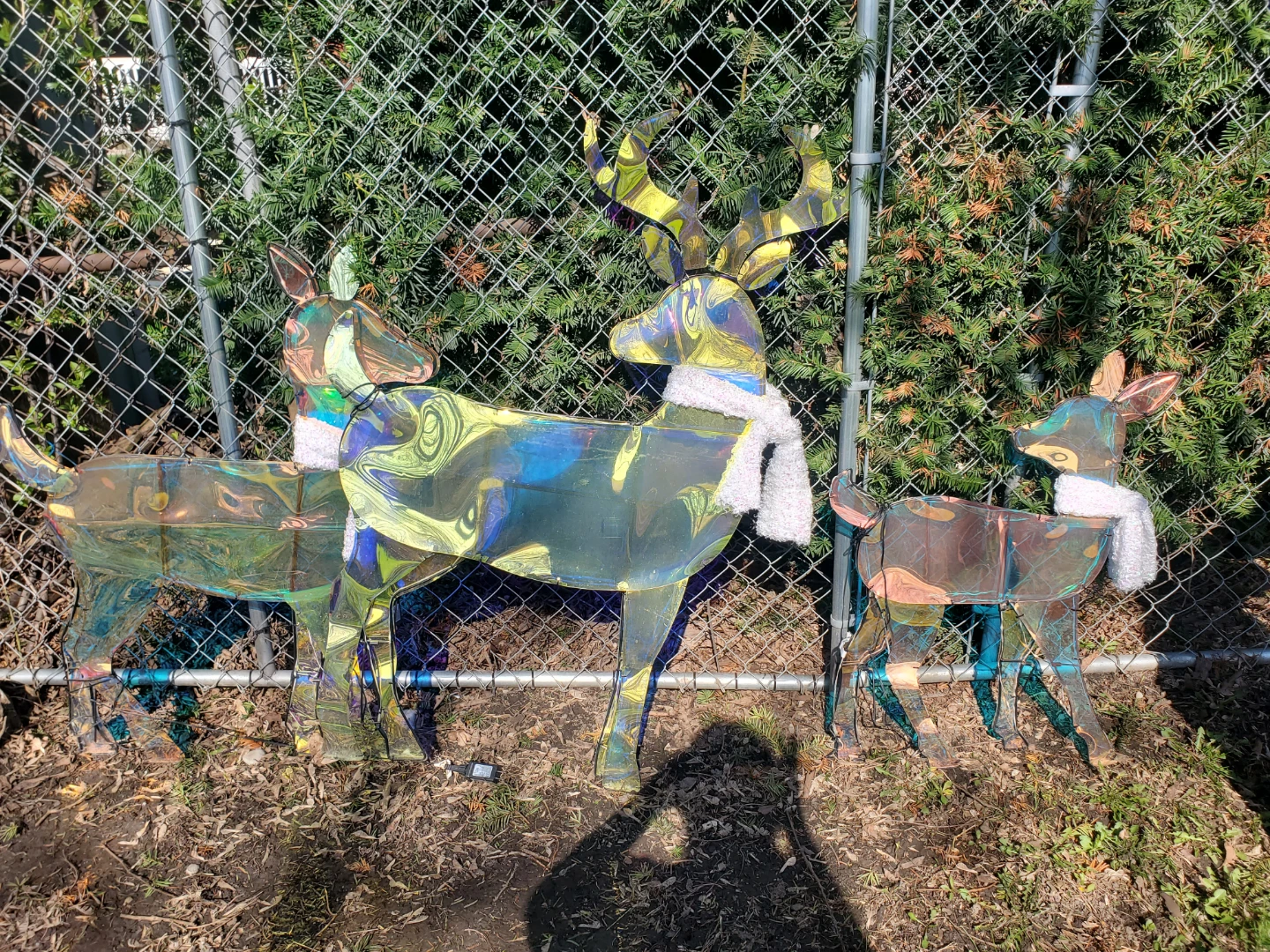 Christmas-Set of 3 Iridescent Deer Christmas Decorations