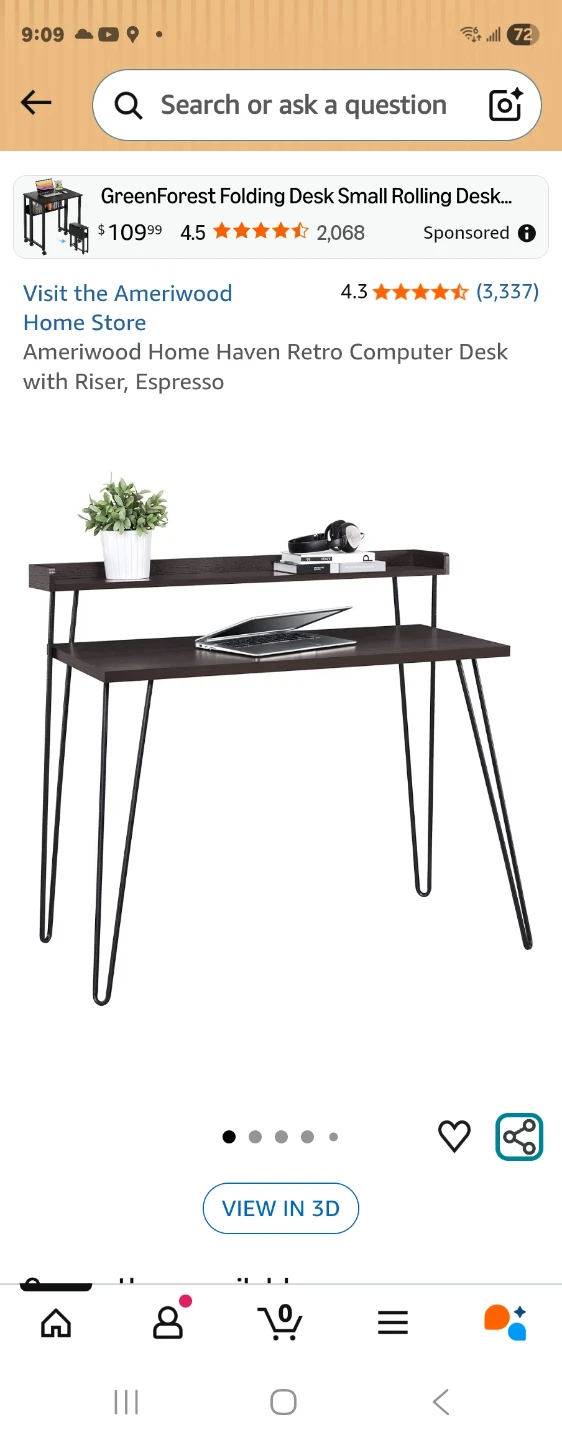 Ameriwood Home Haven Retro Computer Desk with Riser, Espresso - photo 3