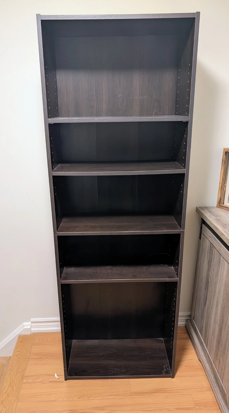 Dark Wood 5-Shelf Bookshelf