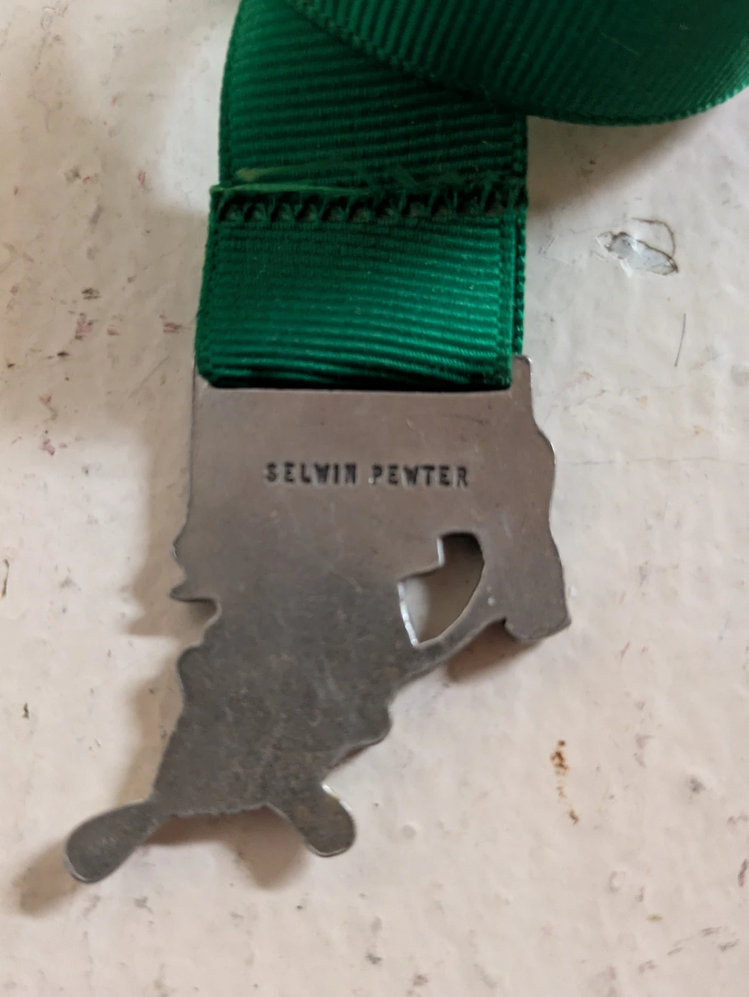 Vintage Selwin Pewter Bookmark with Green Ribbon - photo 3